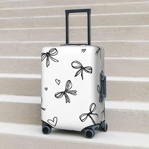 ZSUUGJ Black Bow Elastic Travel Luggage Cover, Washable Spandex Suitcase Protector, Anti-Scratch Fits 18-32 Inch, Black, Medium thumbnail 2