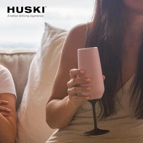 Huski Champagne Flute | NEW | Award-winning Design with Detachable Stem | Premium Stainless Steel Champagne Glass with Lid | Triple Insulated Tumbler | 8oz Capacity | Great Gift (Powder Pink) thumbnail 2