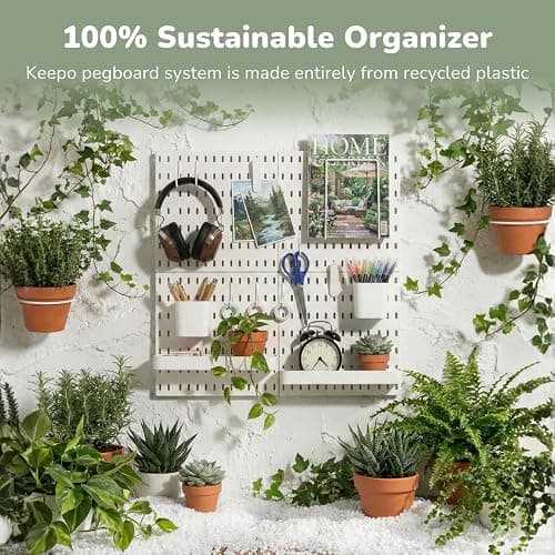 Keepo Pegboard Combination Kit, Pegboards and Accessories Modular Hanging for Wall Organizer, Crafts Organization, Ornaments Display, Nursery Storage, Peg Board (White, 22″×22″) thumbnail 5