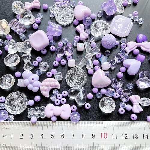 Vashun Assorted Acrylic Beads for Bracelet Making,Flower Butterfly Bow Candy Heart Kawaii Charms for Jewelry Making DIY Necklace Bracelet Keychain Phone Charm (10Color-2) thumbnail 3