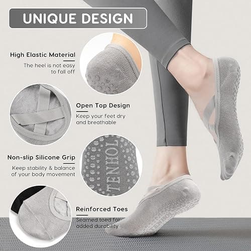 Yoga Socks for Women Non Slip, 4 Pairs Grip Pilates Socks Women,Reformer Pilates Socks for Pilates, Ballet, Barre, Yoga,Dance thumbnail 2