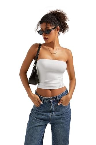 SUUKSESS Women Sexy Tube Top Summer Y2K Going Out Double Lined Basic Tank Top thumbnail 2