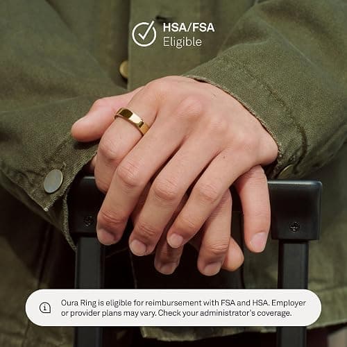 Oura Ring 5 - Gold - Size 8 - Smart Ring Health Tracker - Sleep, Activity, Women's Health, AI Advisor, 1 Week Battery Life, Oura App, Android & iOS Compatible thumbnail 7