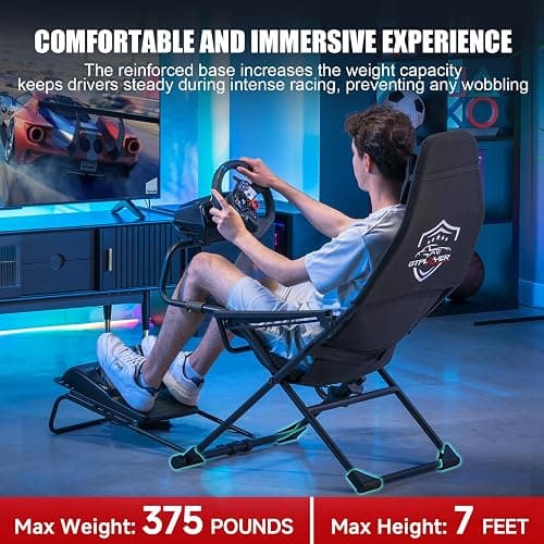 GTPLAYER Sim Racing Cockpit Foldable & Adjustable for High Performance Sim Racing Compact & Flexible Supports All Steering Wheels & Pedals for PC Wheel and Pedals Not Included(Black) thumbnail 4