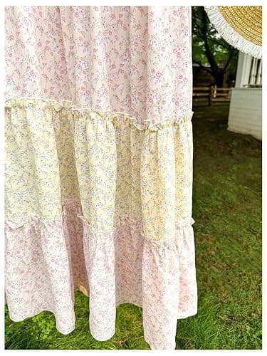 MakeMeChic Women's Floral Plaid Maxi Skirts Ruffle Layer Flowy Long Skirts | A Line, Casual Floral Maxi Skirt thumbnail 6