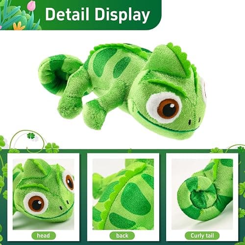 Chameleon Plush Dolls，Girls and Children Chameleon Shoulder Plush，Lizard Cosplay Props Merch Gifts for Women Adults Green thumbnail 5