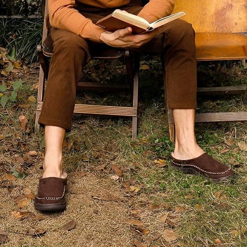 Zigzagger Men's Slip On Moccasin Slippers, Indoor/Outdoor Warm Fuzzy Comfy House Shoes, Fluffy Wide Loafer Slippers thumbnail 2