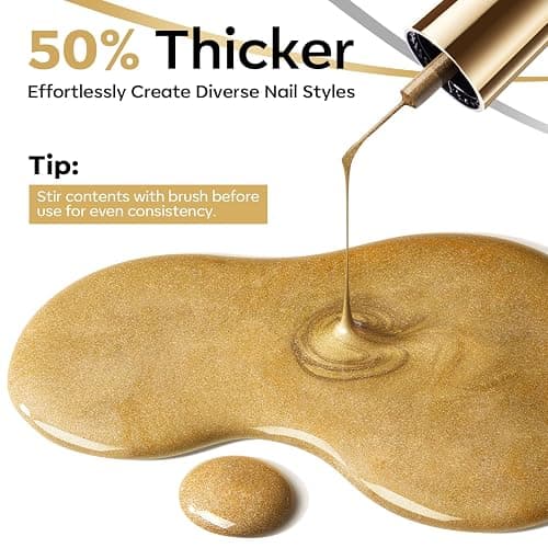 modelones Metallic Gold Silver Gel Liner Nail Polish 2 Pcs Chrome Mirror 3D Effect Nail Art Polish Bronze Thin Brush For Swirl Soak Off French Tip DIY Salon Nail Glue Manicure Gift For Women Girls thumbnail 4