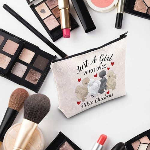 G2TUP Silkie Chicken Lover Gift Who Loves Silkie Chickens Makeup Bag Silkie Chicken Owner Cosmetic Bag Crazy Chicken Lady Zipper Travel Bag (Who Loves Silkie Chickens White Bag) thumbnail 5