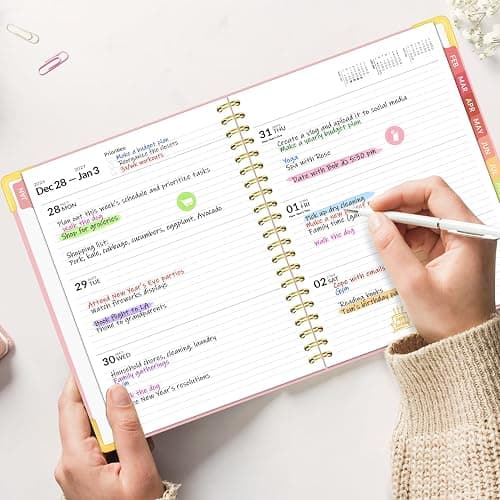 Forvencer 2027 Planner, Hardcover Calendar Planner Jan - Dec 2027, 6"x8" | Spiral Weekly & Monthly Planner, Daily Agenda Book with Tabs, Daily Journal Organizer for Office Home School, Pink thumbnail 2