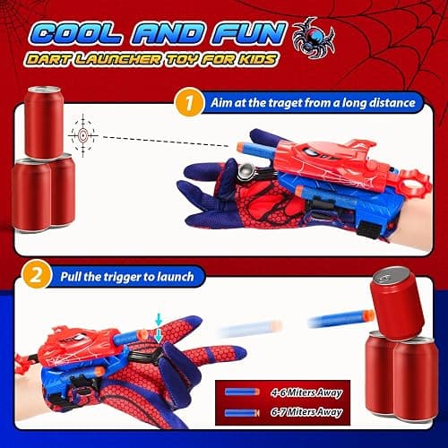 2 Sets Superhero Web Shooters for Kids Age 3-7,Adjustable Wrist Launcher Slinging Toy Set with 40 Darts,Ideal Birthday for Boys & Girls Imaginative Role-Play Costume Accessory thumbnail 6