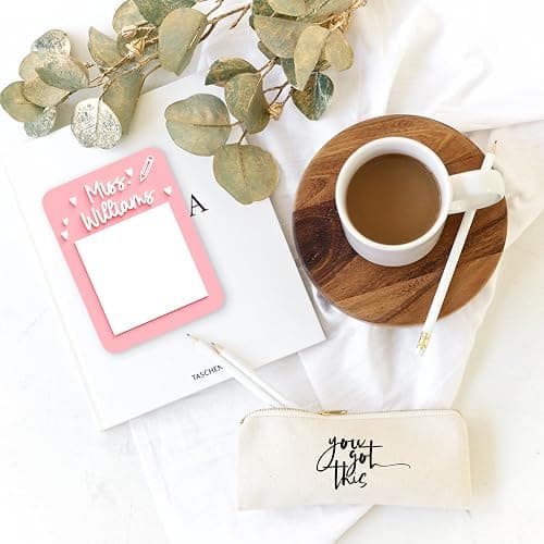 The Cotton & Canvas Co. Personalized Name Teacher Sticky Note Holder, Teacher Appreciation Gift, Back to School, End of The Year Present, Best Teacher Ever, Desk Accessory thumbnail 2