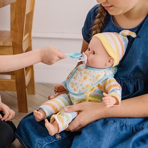 Melissa & Doug Mine to Love Deluxe Baby Care Play Set (48 Pieces – Doll + Accessories to Feed, Bathe, Change, and Cuddle) thumbnail 7
