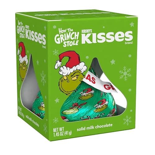 HERSHEY'S KISSES Grinch Solid Milk Chocolate, Christmas Candy Gift Box, 1.45 oz thumbnail 3