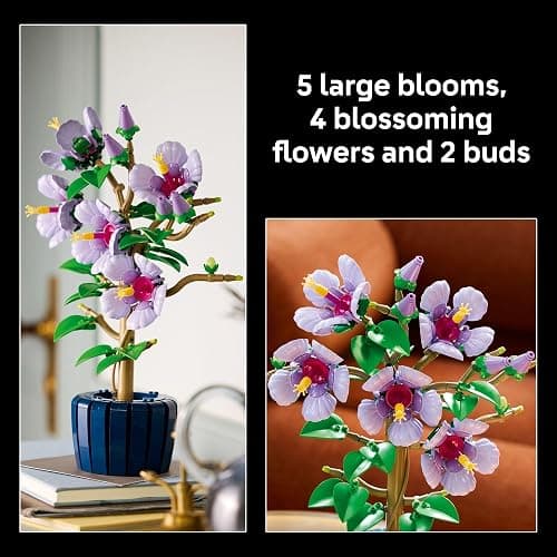 LEGO Botanicals Hibiscus Flower Building Set - Artificial Plant & Flower Building Blocks for Women & Men, Ages 18+ - Home, Office Decor Gift Idea - 10372 thumbnail 4