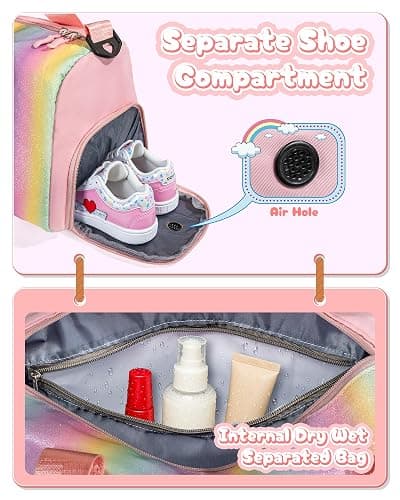 Vogewood Gifts for Niece-Girl Gym Bag with Shoe Compartment, Kid Personalized Weekender Overnight Bags, Initial Travel Tote with Makeup Pouch, Birthday Gift for Sister Granddaughter (Letter J) thumbnail 7