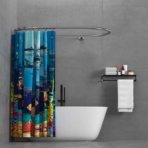 Sikaiqi Aluminum Alloy Oval Shower Curtain Rod Hoop Square Shape Bathroom Rod for Clawfoot Tub Free Standing Tubs (Silver: L 43.3, W 25") - Oval Aluminum-Silver thumbnail 4
