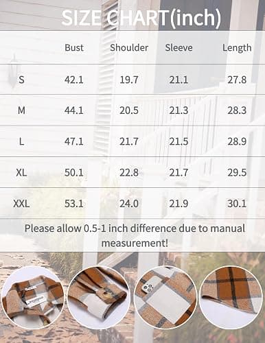 Zeagoo Women Flannel Shacket Jacket Plaid Button Down Long Sleeve Shirt Fall Outfits 2025 thumbnail 4