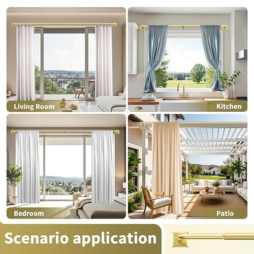 Gold Curtain Rods for Windows 48-90Inch(4-7.5ft) Heavy Duty Wrap Around Blackout Curtain Rods,Adjustable Room Darkening Drapery Rod for Bedroom, Living Room, Sliding Door & Outdoor Patio thumbnail 7