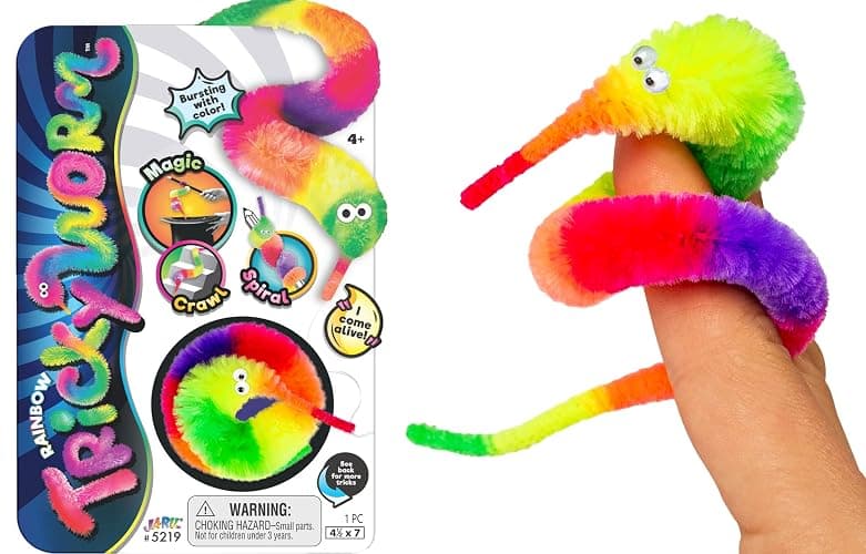 JA-RU Fuzzy Worm Fidget Toy with String Attached (1 Pack) – Fun Magic Tricks for Kids, Soft Sensory Toy, Bulk Party Favors, Gag Gifts & Classroom Prizes. 5219-1A - Image 1
