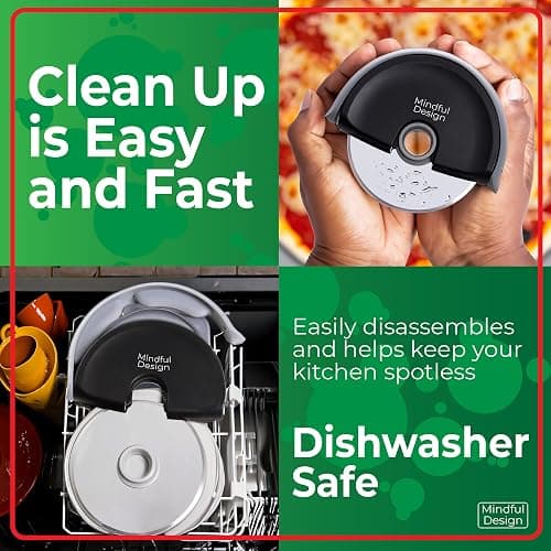 Mindful Design Pizza Cutter Wheel with Protective Blade Cover, Easy to Clean and Dishwasher Safe Handheld Pizza Slicer thumbnail 4