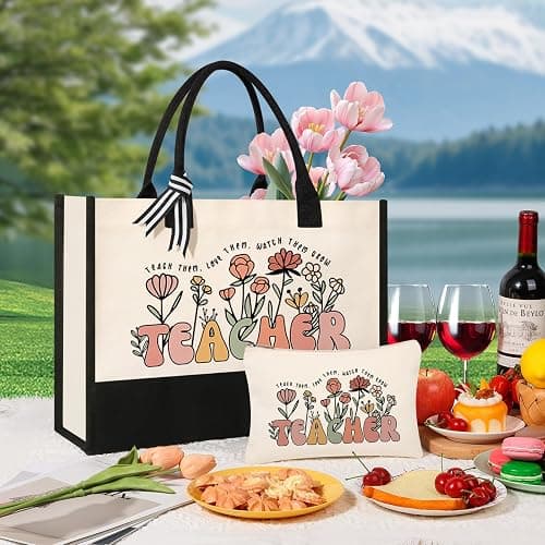 Canvas Tote Bag Makeup Bag for Women - Personalized Teacher Appreciation Gifts thumbnail 2