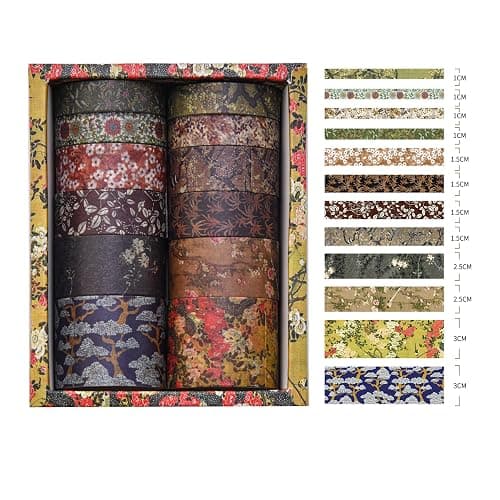 Songdao 12 Rolls Chinoiserie Washi Tape Set Chinese Arts Adhesive Tapes Geometric Garden Decorative Masking Tape Sets for Craft, Kids, Scrapbook, DIY, Gift Wrapping (Serene Mountain Abode) - Serene Mountain Abode thumbnail 3