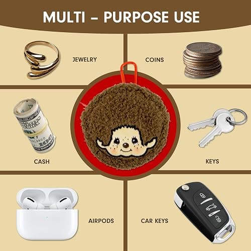 Sonix x Monchhichi Plush Earbud Pouch | Tech Keychain Bag Charm, Fuzzy Plush Character Coin Purse for Small Accessories, Earbuds | Monchhichi Boy thumbnail 7