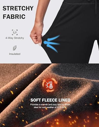G Gradual Women's Fleece Lined Joggers High Waisted Water Resistant Thermal Winter Sweatpants Running Hiking Pockets thumbnail 5