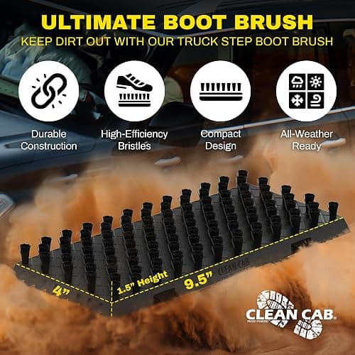 Clean Cab Universal Fit Truck Step Mounted Brush - Heavy Duty Boot Brush for Trucks, RVs, SUVs, and Semis - Easy Velcro Mounting - Perfect for Camping, Jobsite, and Home - Durable and Reliable thumbnail 3