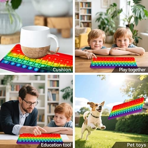 Rainbow Push Bubble Fidget Toys, Keyboard Shape Squeeze Sensory Toys, Anxiety & Stress Reliever Autism Toy for Kids Adults School Classroom Gift Party Favors thumbnail 7