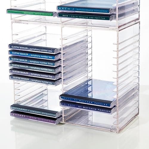 STORi Stackable Clear Plastic CD Organizer with Rubber Feet | Rectangular Jewel Cases Holder Perfect for Theatre Room | Holds up to 30 CD Cases | Made in USA thumbnail 7