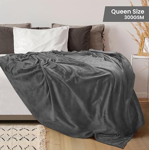 Utopia Bedding Ultra Soft Fleece Bed Blanket Queen Size Grey (90x90 Inches) | Microfiber Plush Warm Lightweight Breathable Cozy Blanket Anti-Static, All Season Use, Gift for Women and Men thumbnail 2