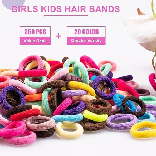 TVINLIK 350 PCS Multicolor Cotton Hair Ties – Small Baby Hair Elastics for Kids and Girls, No Crease Finger Ponytail Holders (20 Colors) thumbnail 2