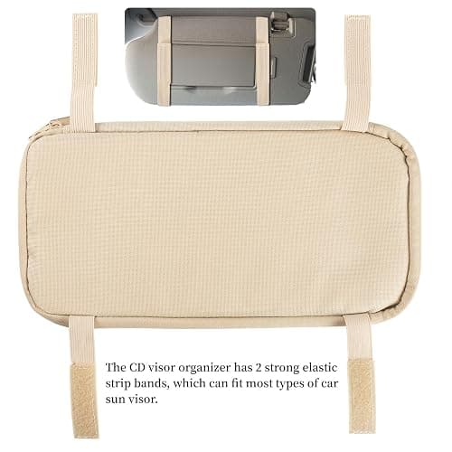 alavisxf xx Car CD Visor Holder, 12 Sleeves Organizer with Mesh Pocket | Durable Oxford Cloth, Holds 12 CDs/DVDs, 1 Pen Holder, 1 Back Inner Pocket, Disc Storage Organizer, Fits Most Vehicle Visors thumbnail 6