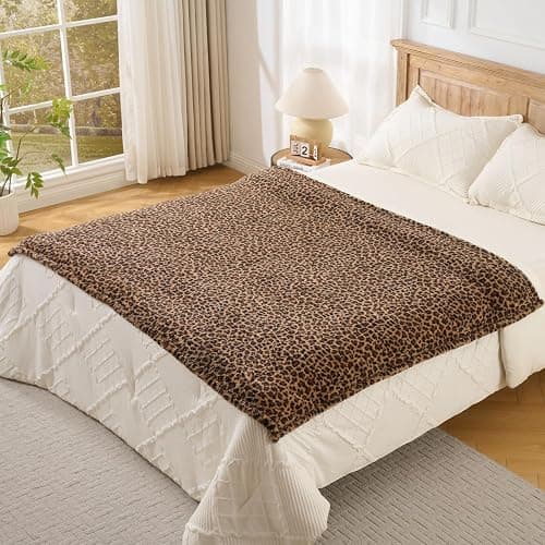 Leopard Cheetah Print Blanket – Super Soft Plush Fleece Throw for Bed, Sofa & Travel – All Season Cozy Cheetah Pattern Home Decor Throw Blanket, 50″ x 60″ (Dark Brown) thumbnail 5
