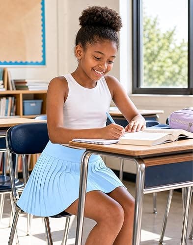 Lollgirl Girls Tennis Skirt with Shorts,Pleated Athletic Skort with Pockets for Golf,Running & School Uniform Skirt thumbnail 3