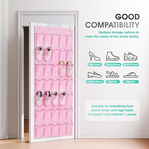 WVM Over the Door Shoe Organizer with 35 Breathable Mesh Pockets, Hanging Shoe Organizer for Door with 4 Metal Hooks, Large Capacity Closet Storage for Shoes, Accessories thumbnail 4
