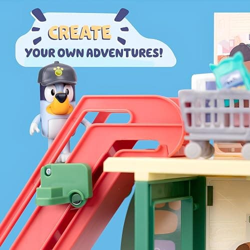 Bluey and Bingo Supermarket Playset with Escalator, Pretend Play Toys for Toddlers, Sounds and 15 Pieces, Grocery Store Playset thumbnail 5