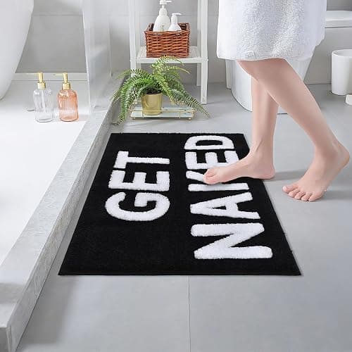 Zeeinx Get Naked Bath Mat Cute Bathroom Rugs Non Slip Microfiber Bath Rugs Funny Bathroom Decor Machine Washable Black Bath mat for Tub and Shower,16”x24” thumbnail 7