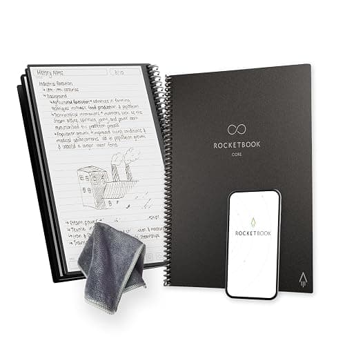 Rocketbook Core Reusable Spiral Notebook, Letter Size 21 cm x 29.7 cm, Black - Lined Pages, App-Connected, Erasable, Durable Cover, Ideal for School, Work, and Creative Projects - Image 1