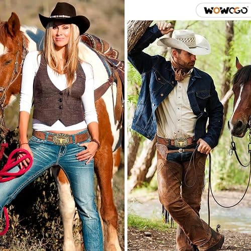 WOWOGO Women Men Western Belts Cowboy Cowgirl Country Belt Longhorn Bull Buckle Floral Embossed Belt for Jeans Dresses thumbnail 3