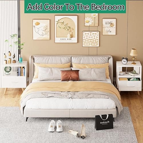 Aenuert Night Stand with Charging Station, White Kids Nightstand with Drawer, 3-Tier Nursery Bedside Table with USB Ports and Outlets, End Table for Small Space, Living Room, Bedroom thumbnail 7