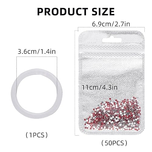 BEIQIYA 50pcs Self Sealing Bag for Diamond Beads, Reusable Diamond Art Beads Storage Bags with A Round Hanging Ring, Resealable Plastic Jewelry Pouch for Storing Gems Small Accessories- Silver thumbnail 2