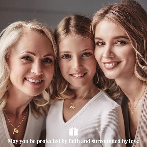 Turandoss Christmas Gifts for Teen Girls, Dainty 14K-Gold-Plated Cross Initial Disc A-Z Pendant Necklace, Trendy Faith Jewelry Birthday Christmas Gifts for Women Girls thumbnail 4