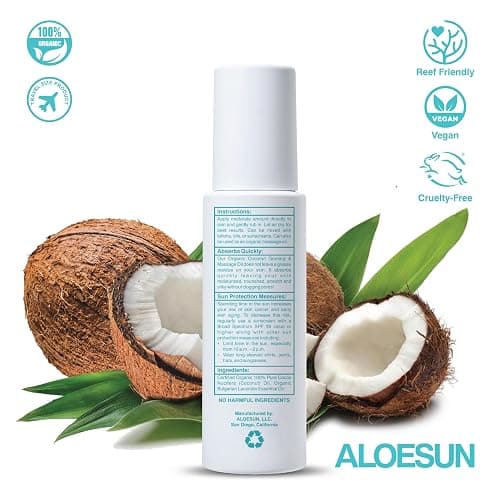ALOESUN Organic Coconut Tanning Oil Spray Infused with Organic Lavender Oil | Natural Deep Tanning Accelerator | Moisturizing & Hydrating Tan | Non-Greasy | Vegan & Cruelty-Free | Travel Size 3.4 Oz | Organic, Coconut, Non-Greasy, Vegan, Cruelty-Free thumbnail 9