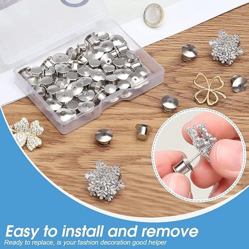 40PCS Locking Pin Back Locking Pin Keeper Clasp, Metal Pin Backing for Brooch Enamel Lapel Pin Lock thumbnail 7