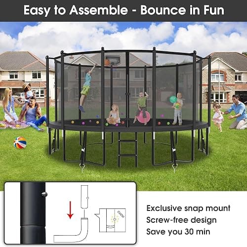 YORIN Tranpoline Outdoor 16FT 15FT 14FT 12FT 10FT 10FT with Basketball Hoop & Net, 1500 LBS, ASTM Approved, Easy Install, Backyard Heavy Duty Large Tranpolines for Kids and Adults thumbnail 7