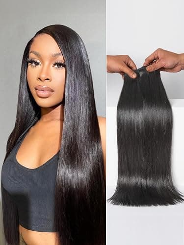 LUVME Silky Straight Seamless 2 Pack 220g 14Pcs Clip in Hair Extensions Full Max with 20inch Remy Human Hair Extensions, Natural Black 100% Real Soft Hair - Image 1