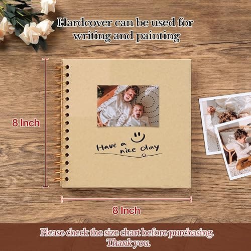 potricher 8 x 8 Inch DIY Scrapbook Album 40 Pages Hardcover Kraft Paper Scrap Book Photo Albums Memory Book for Wedding and Anniversary Family (Yellow, 8 Inch) thumbnail 3